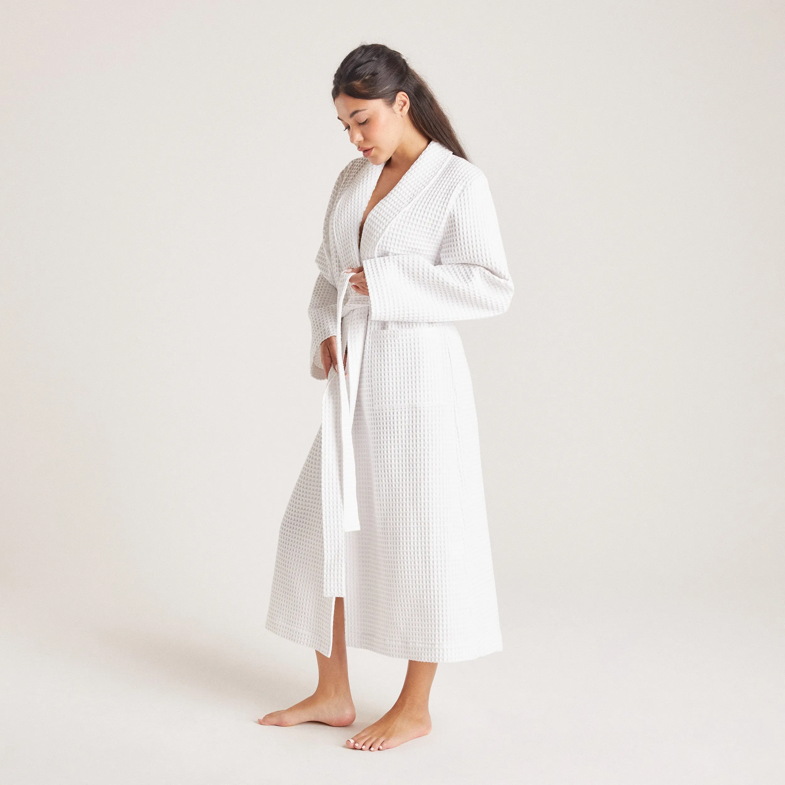 Waffle Dressing Gown - White sold by Lounge Underwear product image thumbnail 2