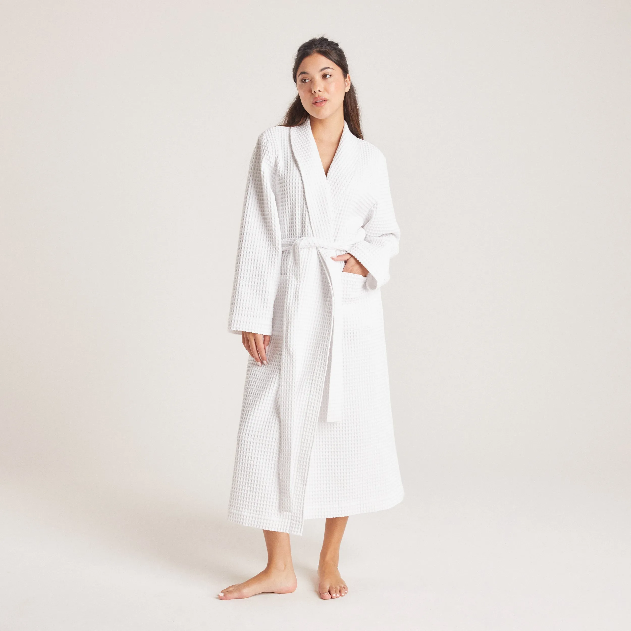 Waffle Dressing Gown - White sold by Lounge Underwear