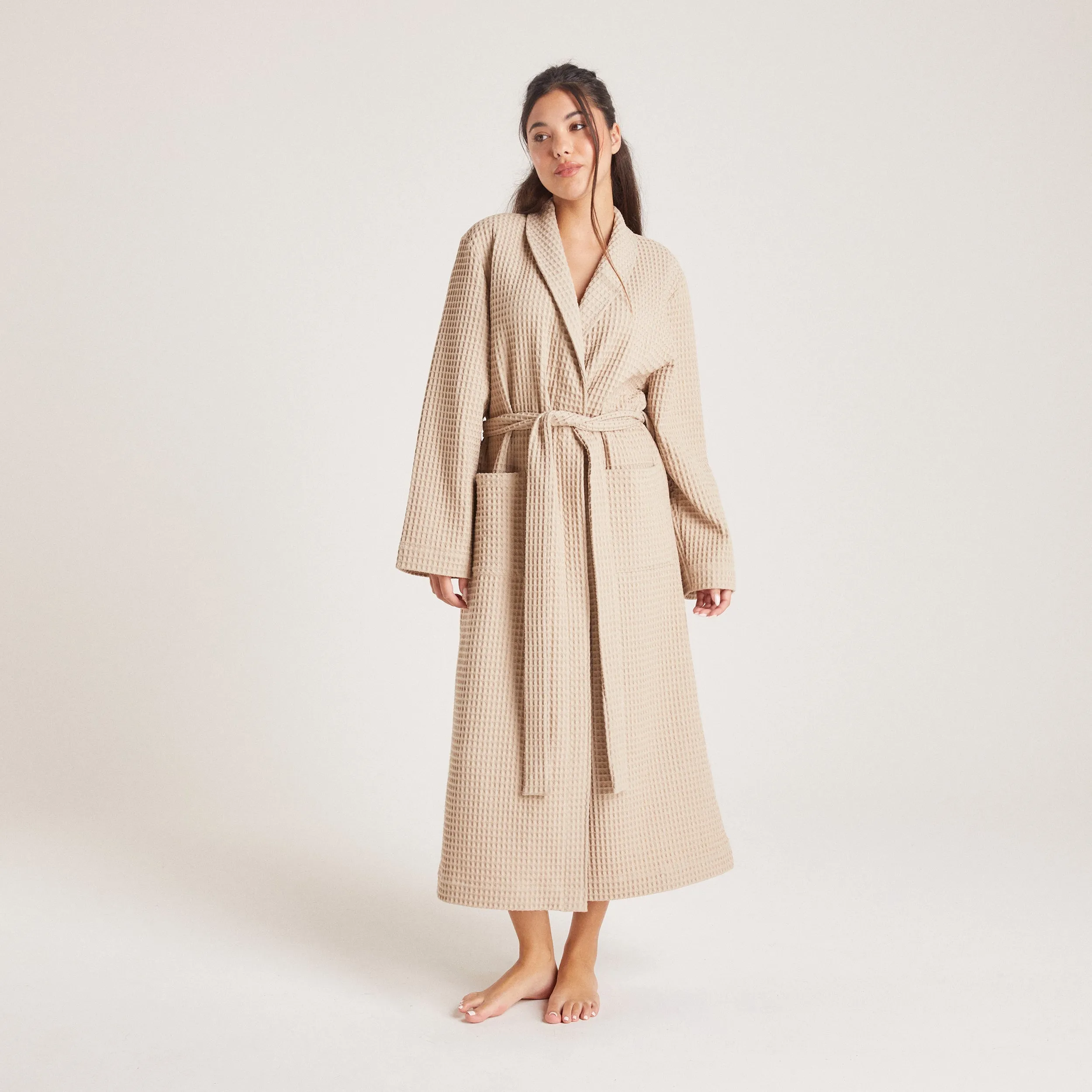 Waffle Dressing Gown - Mink sold by Lounge Underwear