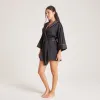 Sparkle Satin Robe - Black sold by Lounge Underwear