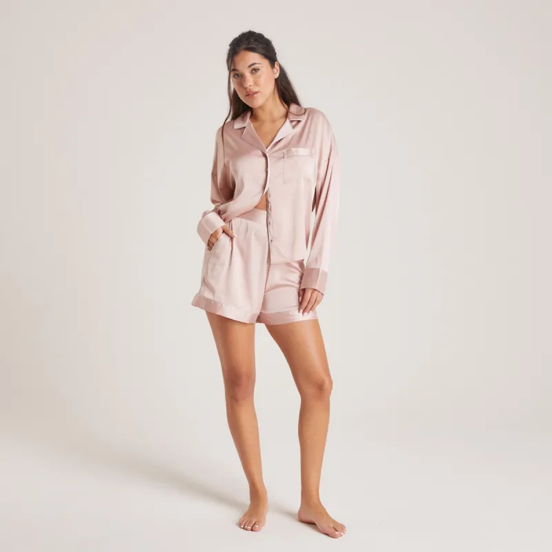Sparkle Satin Pyjama Shorts - Blush sold by Lounge Underwear