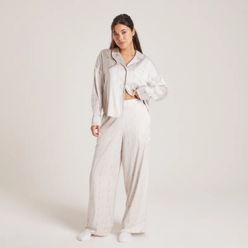 Bow Satin Pyjama Bottoms - Pearl sold by Lounge Underwear