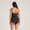 Bow Satin Cami Pyjama Top - Black sold by Lounge Underwear