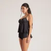 Bow Satin Cami Pyjama Top - Black sold by Lounge Underwear