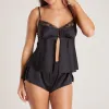 Bow Satin Cami Pyjama Top - Black sold by Lounge Underwear
