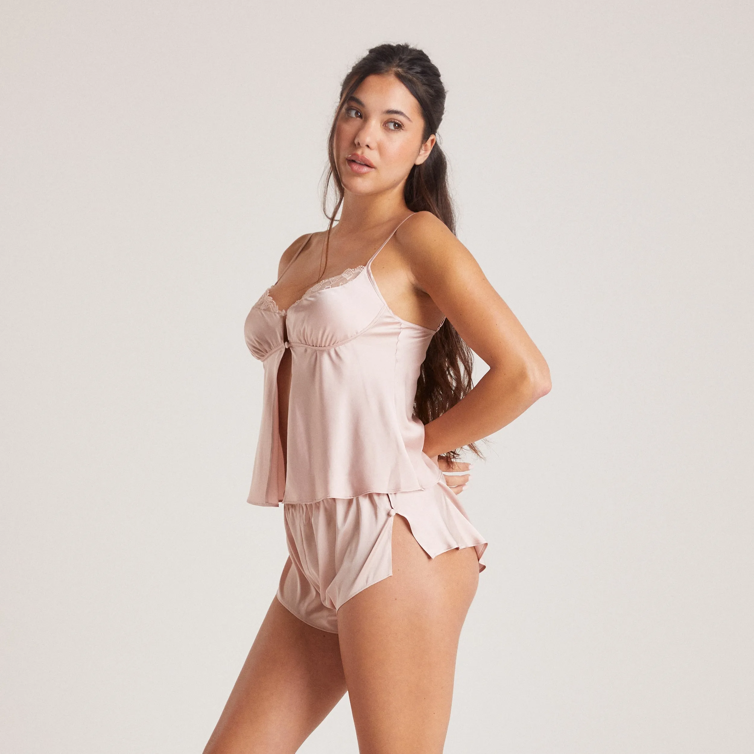 Bow Satin Cami Pyjama Top - Blush sold by Lounge Underwear product image thumbnail 4