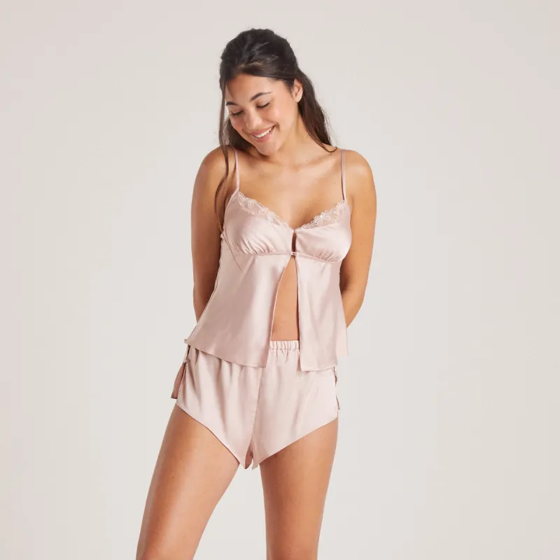 Bow Satin Cami Pyjama Top - Blush sold by Lounge Underwear