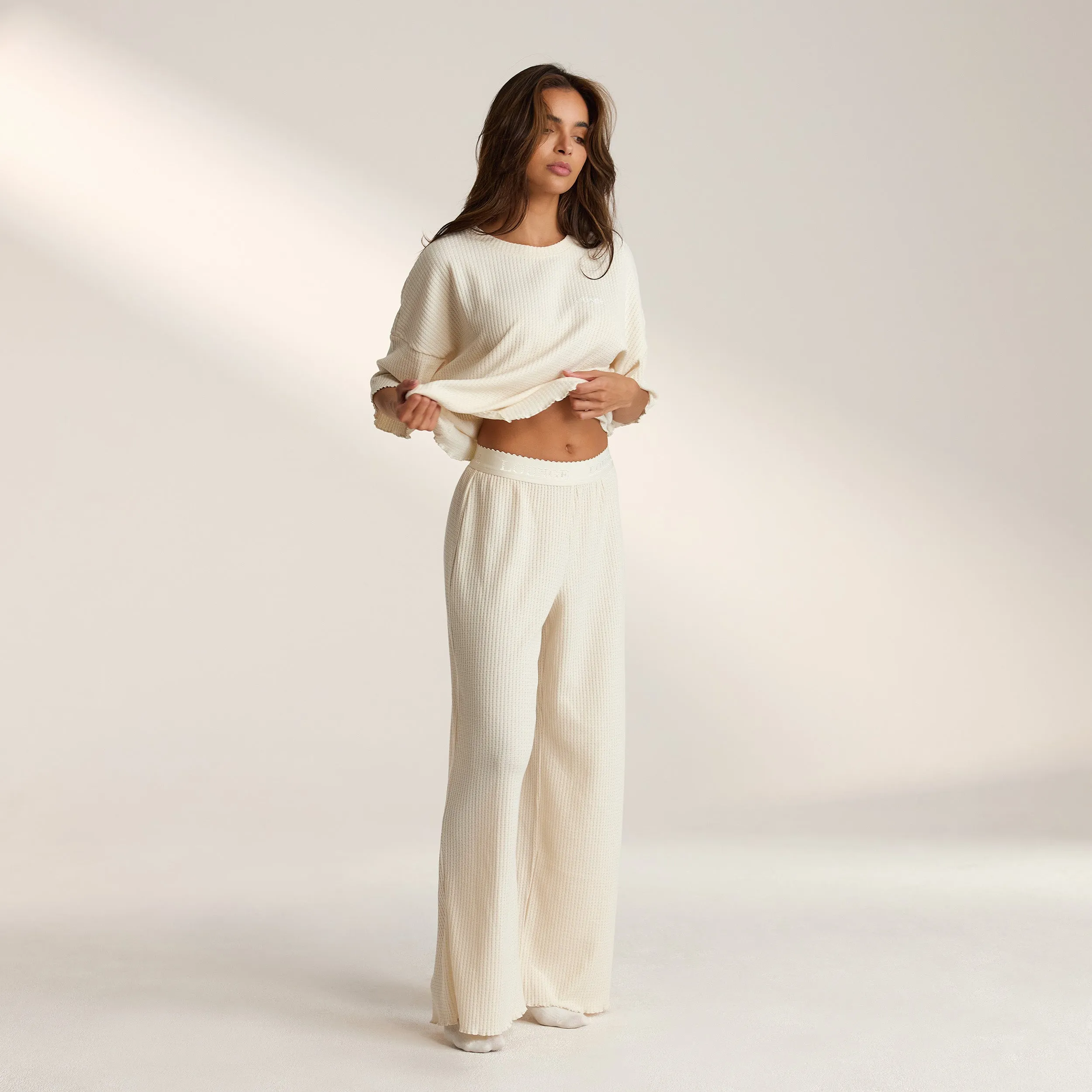 Soft Waffle Pyjama Bottoms - Cream sold by Lounge Underwear product image thumbnail 5