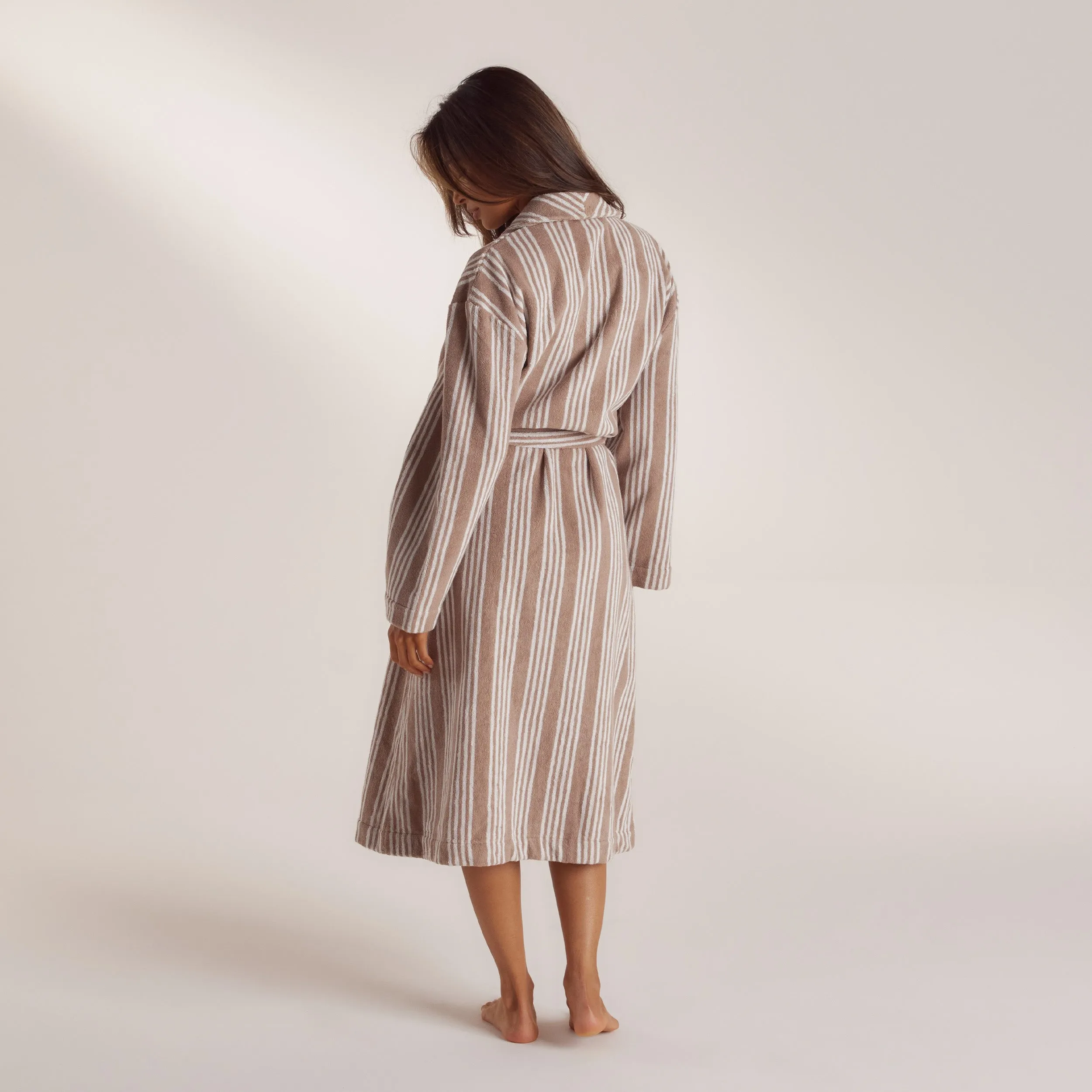 Towelling Dressing Gown - Striped Malt sold by Lounge Underwear product image thumbnail 2