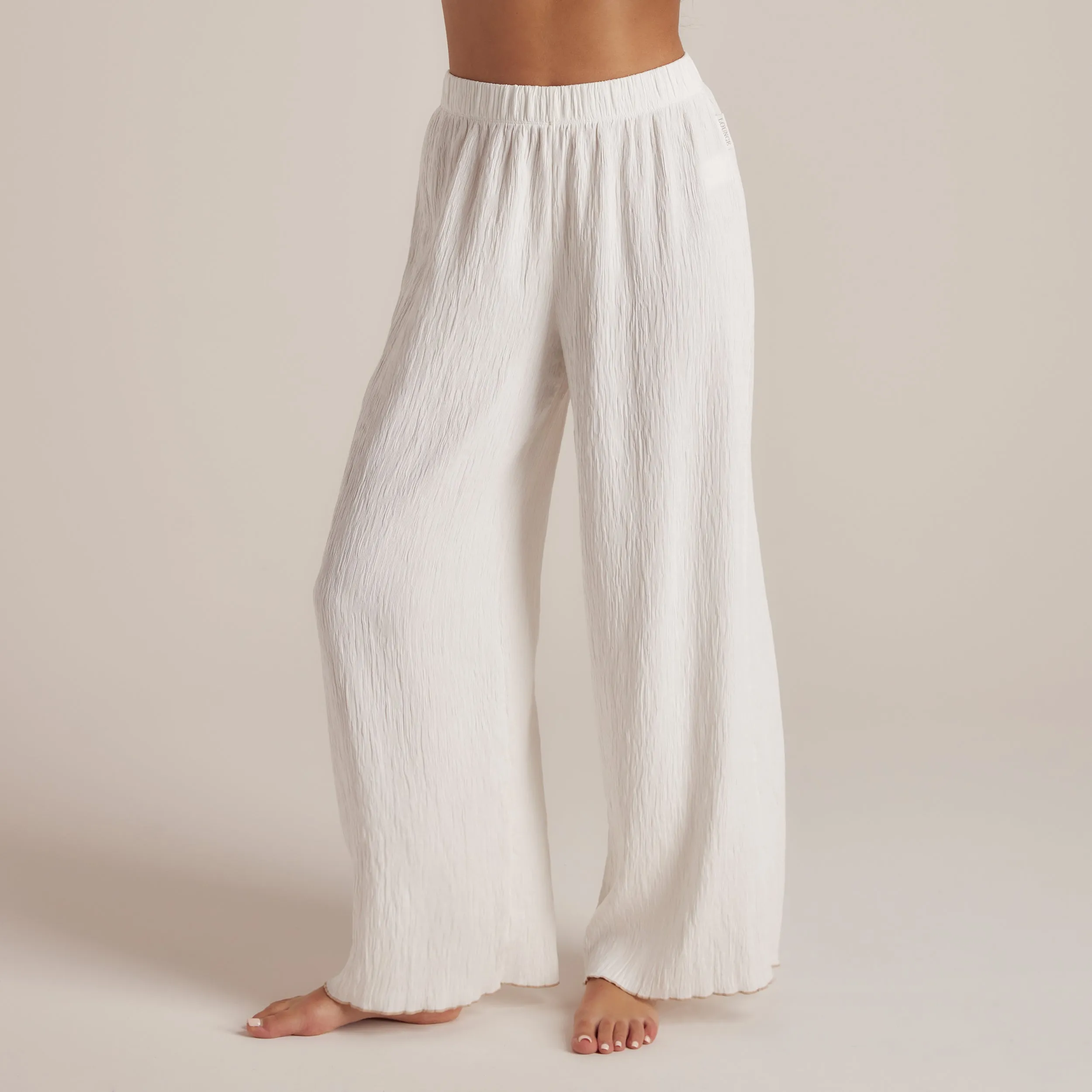 Crinkle Pyjama Bottoms - White sold by Lounge Underwear