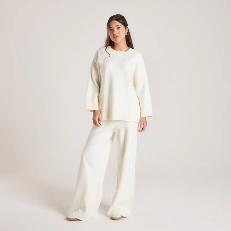 Knitted Crew Neck Jumper - Creme sold by Lounge Underwear