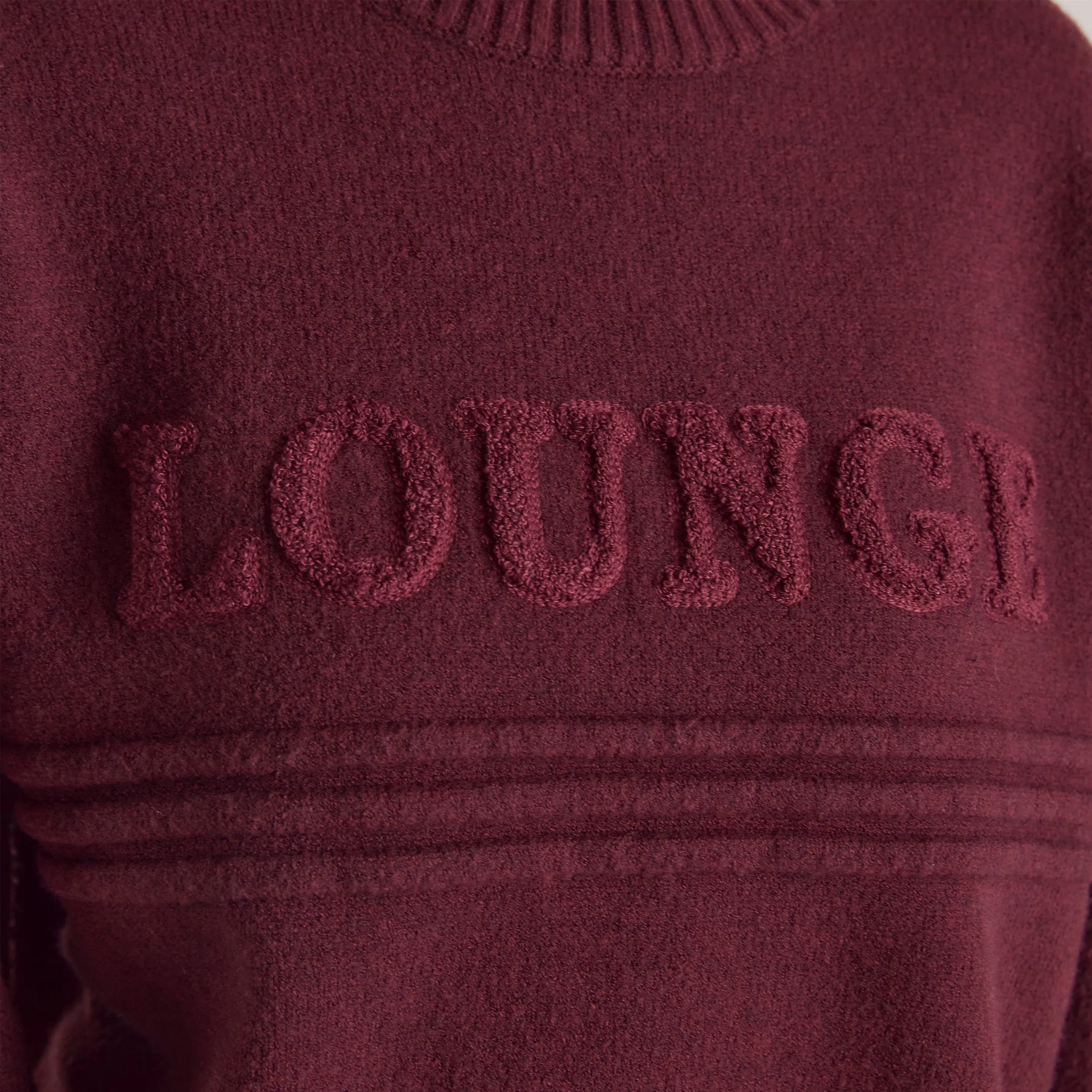 Stripe Knitted Crew Neck Jumper - Burgundy sold by Lounge Underwear product image thumbnail 4