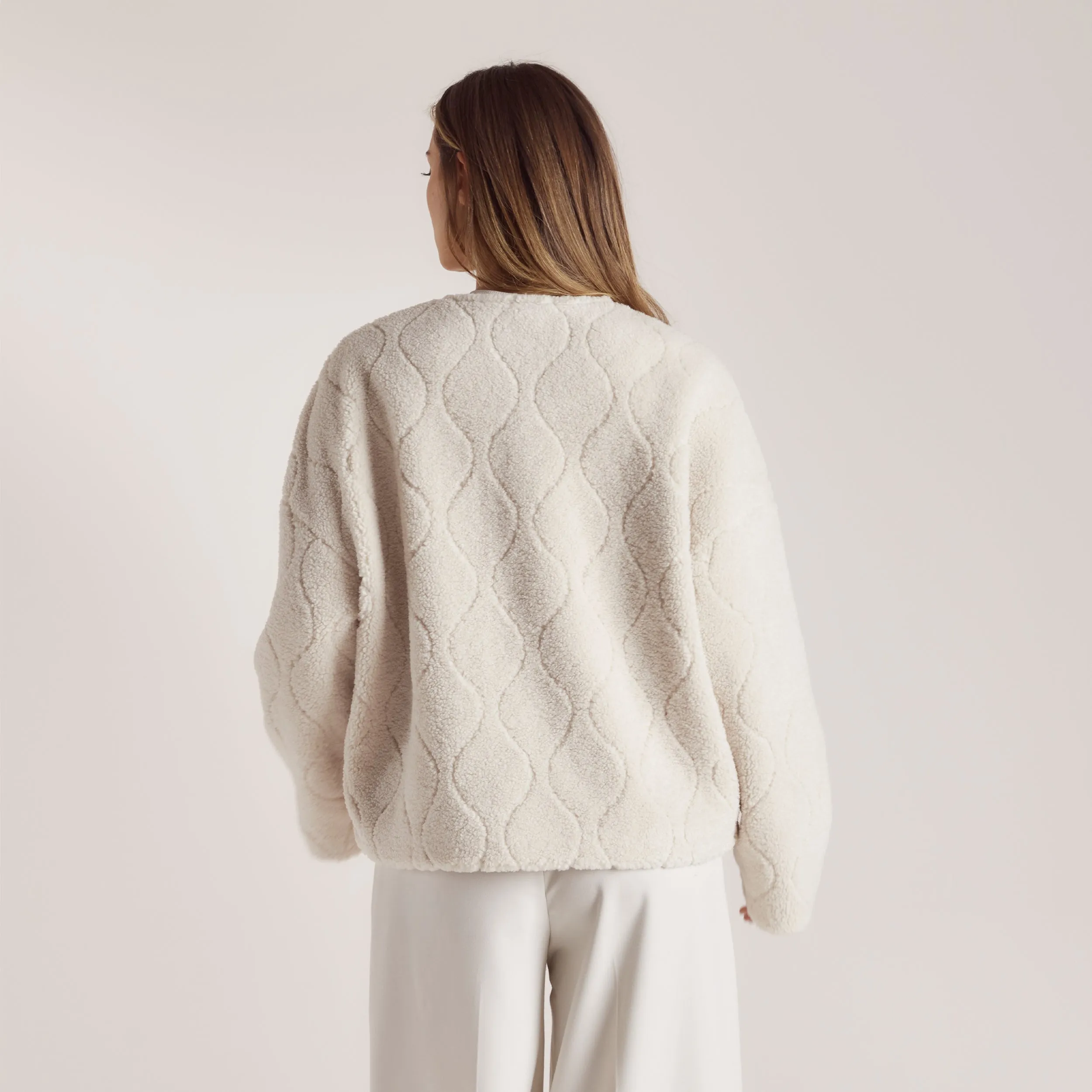 Embossed Borg Jacket - Cream sold by Lounge Underwear product image thumbnail 3