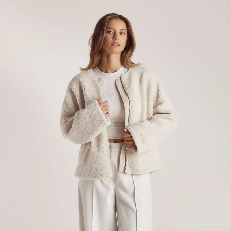 Embossed Borg Jacket - Cream sold by Lounge Underwear