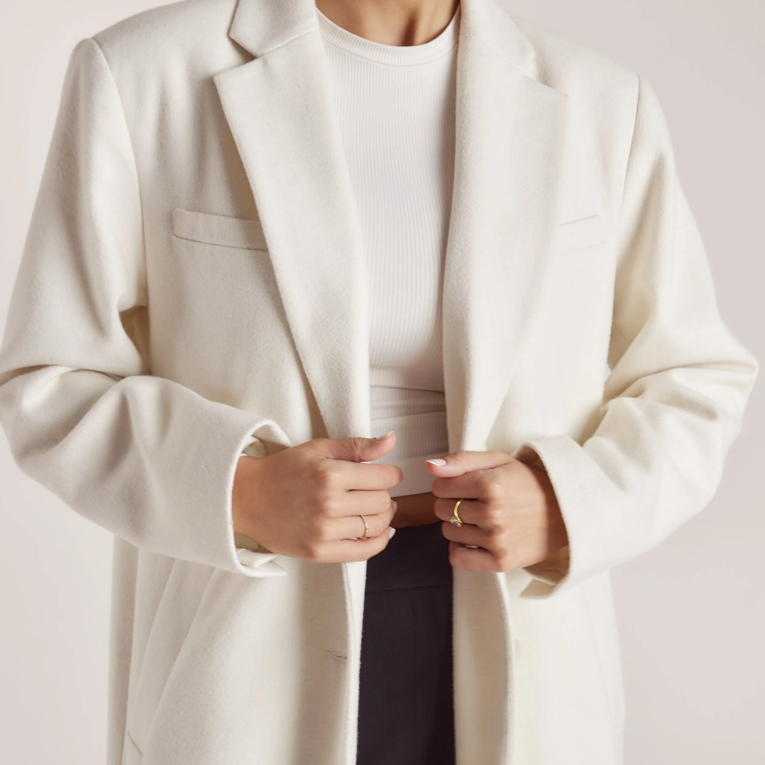 Wool Blazer Coat - Cream sold by Lounge Underwear product image thumbnail 2