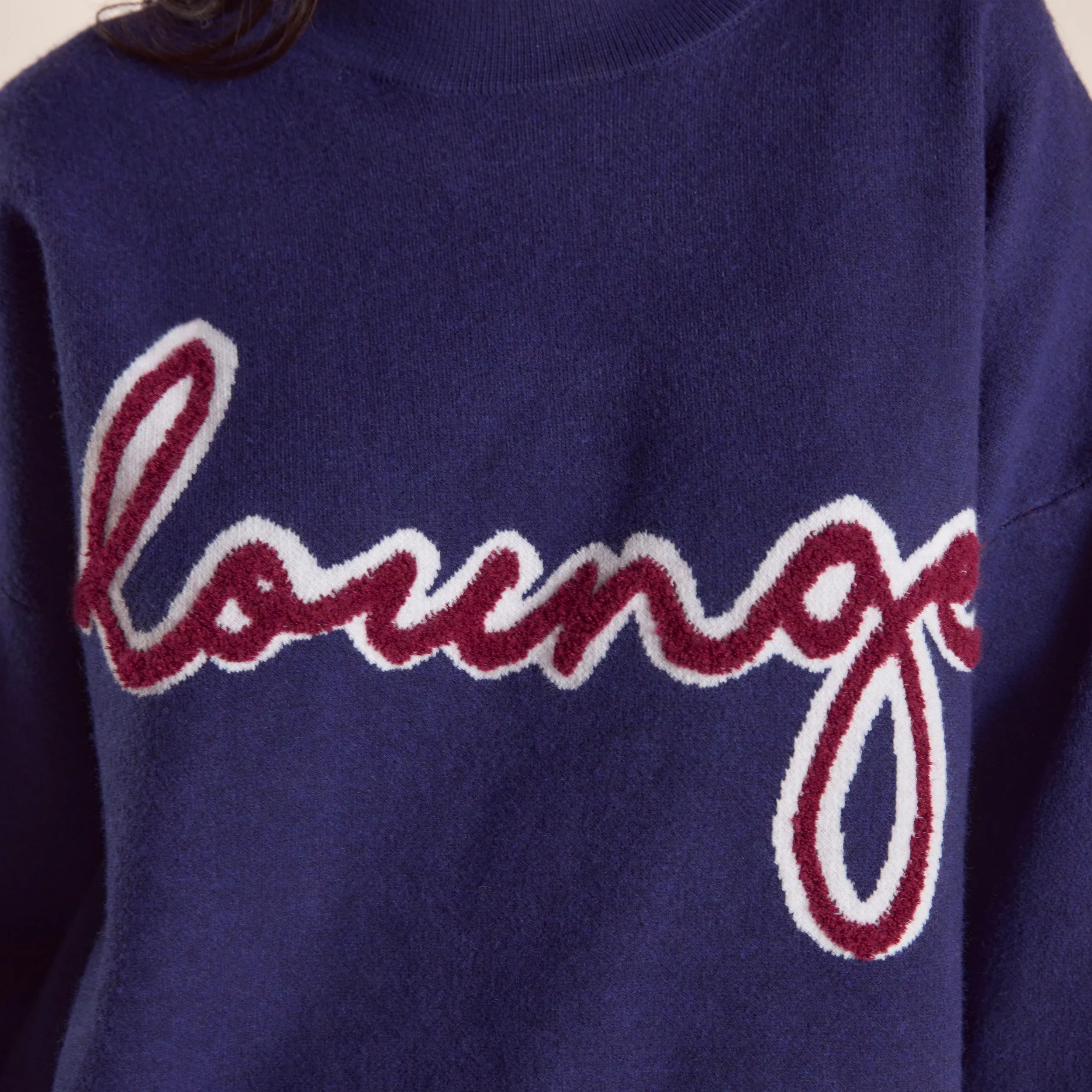 Logo Knitted Crew Neck Jumper - Navy sold by Lounge Underwear product image thumbnail 4