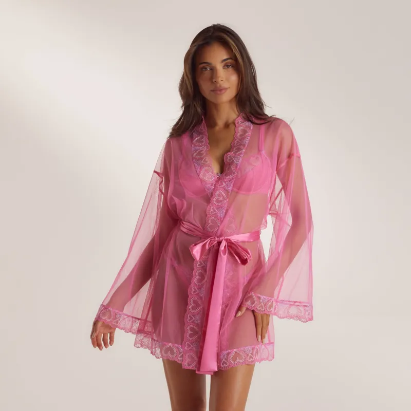 Mariana Sheer Robe - Pink sold by Lounge Underwear