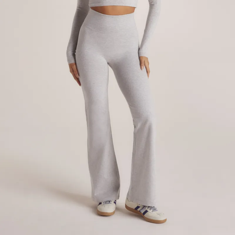 Cotton Blend Flared Leggings - Grey Marl sold by Lounge Underwear