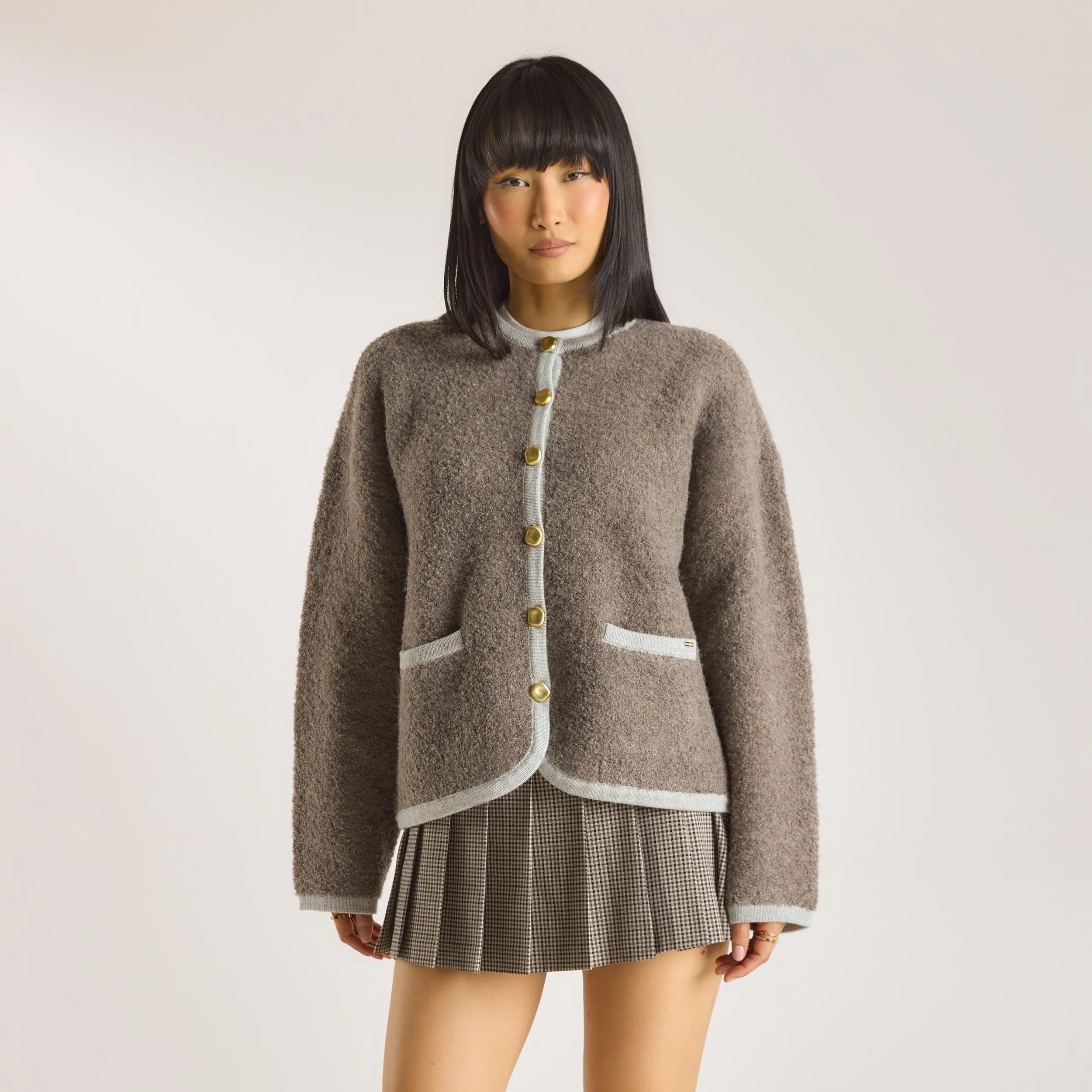 Knitted Wool Blend Jacket - Truffle sold by Lounge Underwear product image thumbnail 2