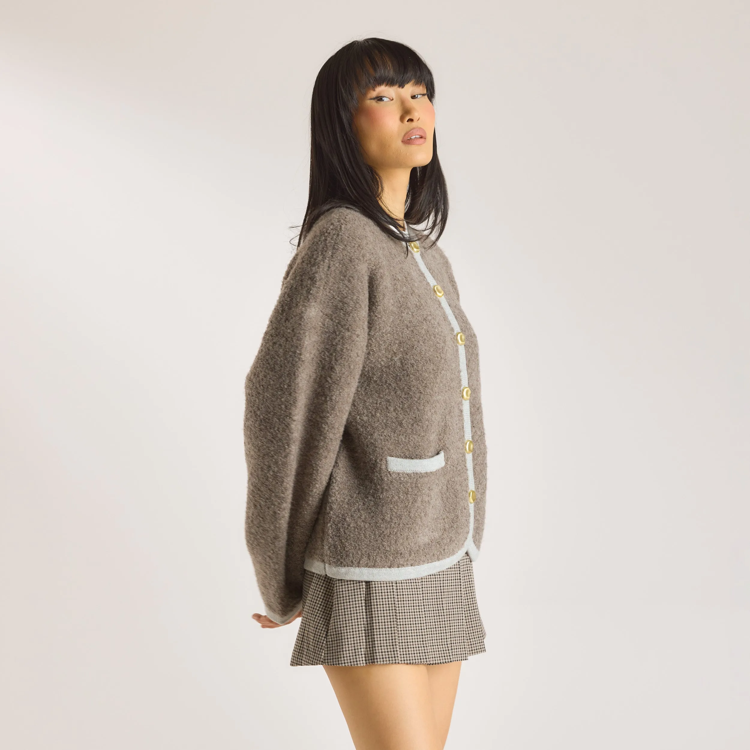 Knitted Wool Blend Jacket - Truffle sold by Lounge Underwear product image thumbnail 5
