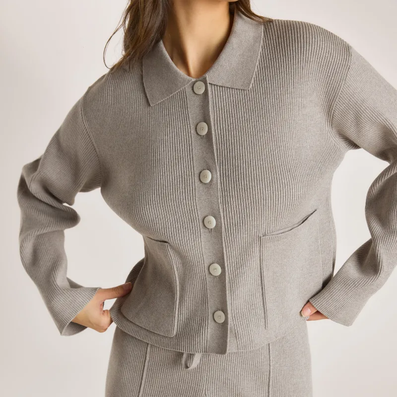 Knitted Oversized Shirt - Warm Grey sold by Lounge Underwear