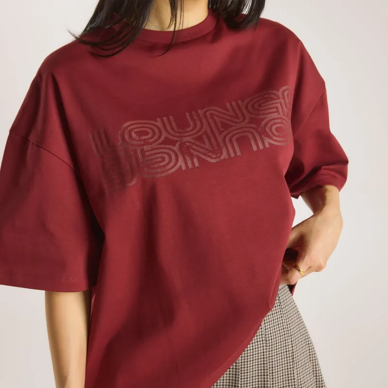 Oversized Graphic Tee - Burgundy sold by Lounge Underwear