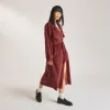 Suedette Trench Coat - Burgundy sold by Lounge Underwear