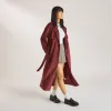Suedette Trench Coat - Burgundy sold by Lounge Underwear