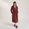 Suedette Trench Coat - Burgundy sold by Lounge Underwear