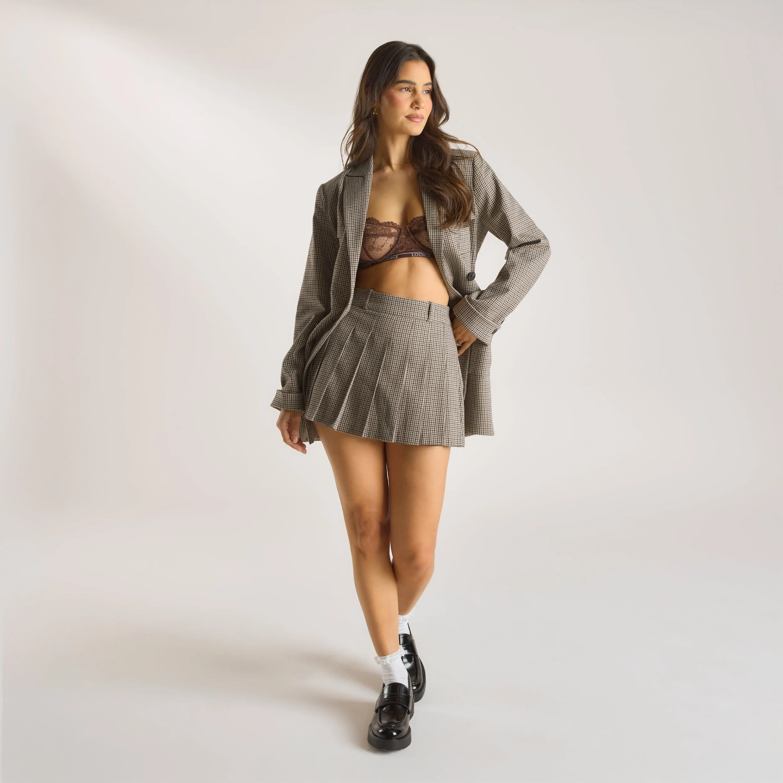 Houndstooth Mini Skort - Brown sold by Lounge Underwear product image thumbnail 4