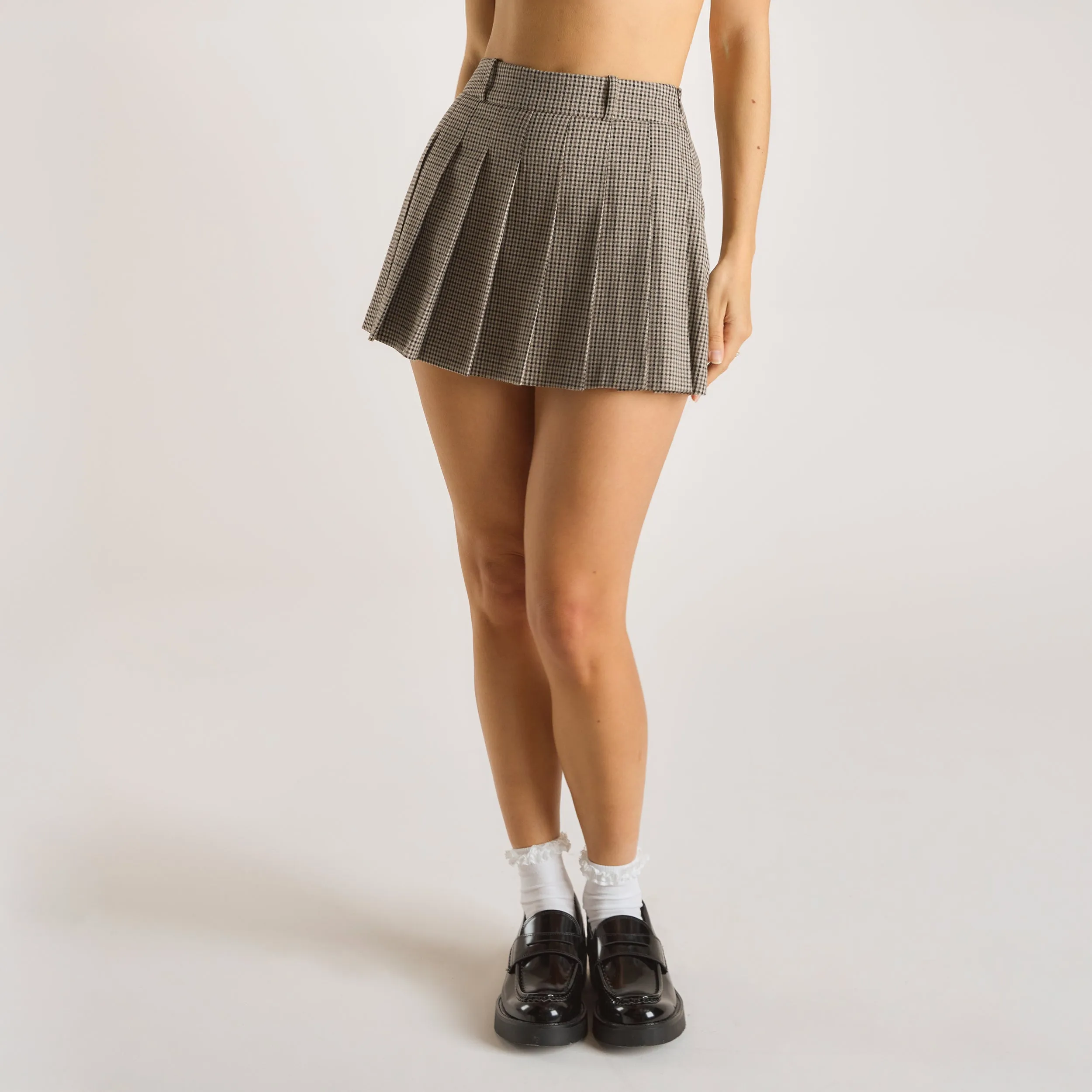 Houndstooth Mini Skort - Brown sold by Lounge Underwear