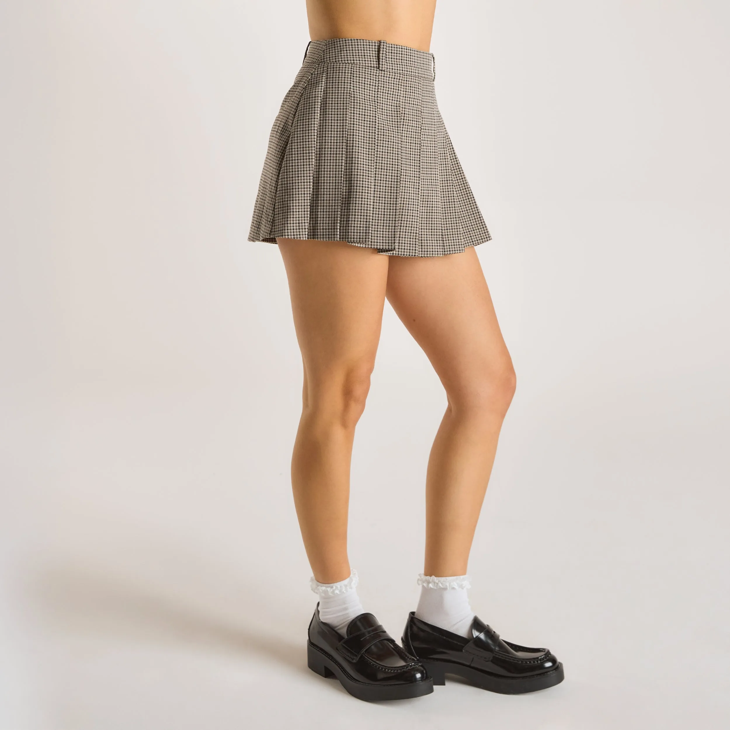 Houndstooth Mini Skort - Brown sold by Lounge Underwear product image thumbnail 5