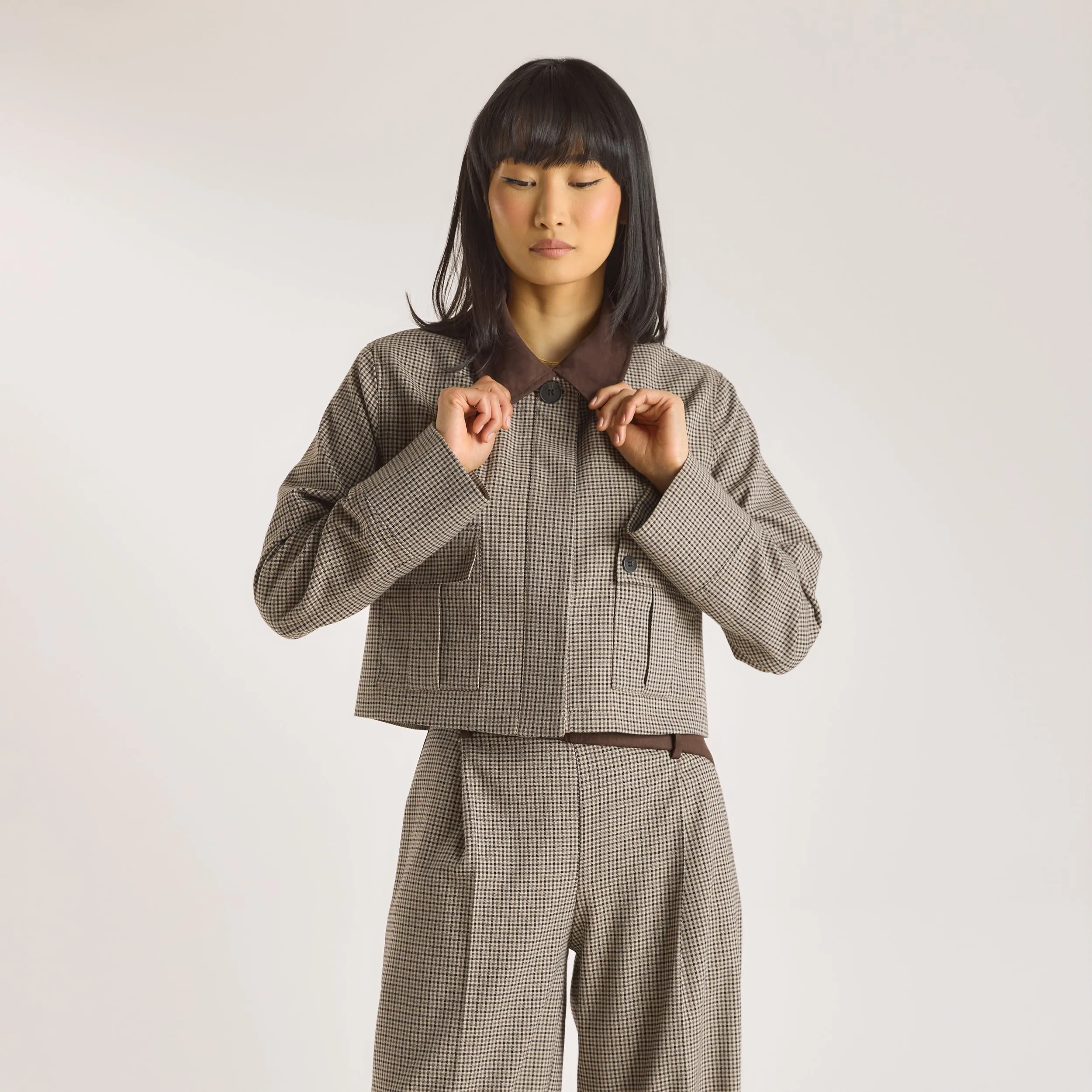 Houndstooth Jacket - Brown sold by Lounge Underwear product image thumbnail 4