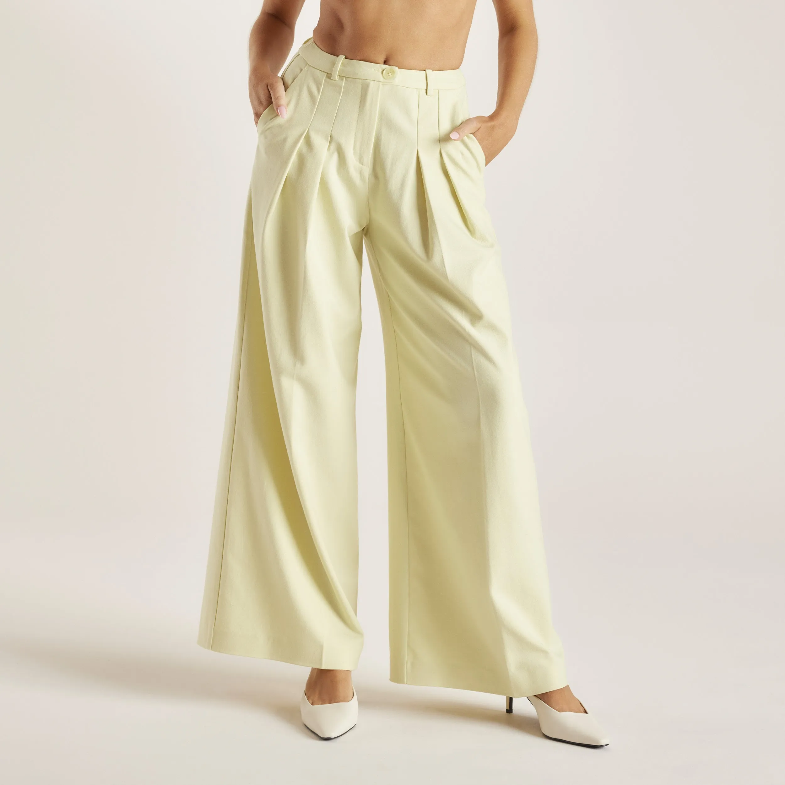 Woven Wide-Leg Trousers - Buttermilk sold by Lounge Underwear
