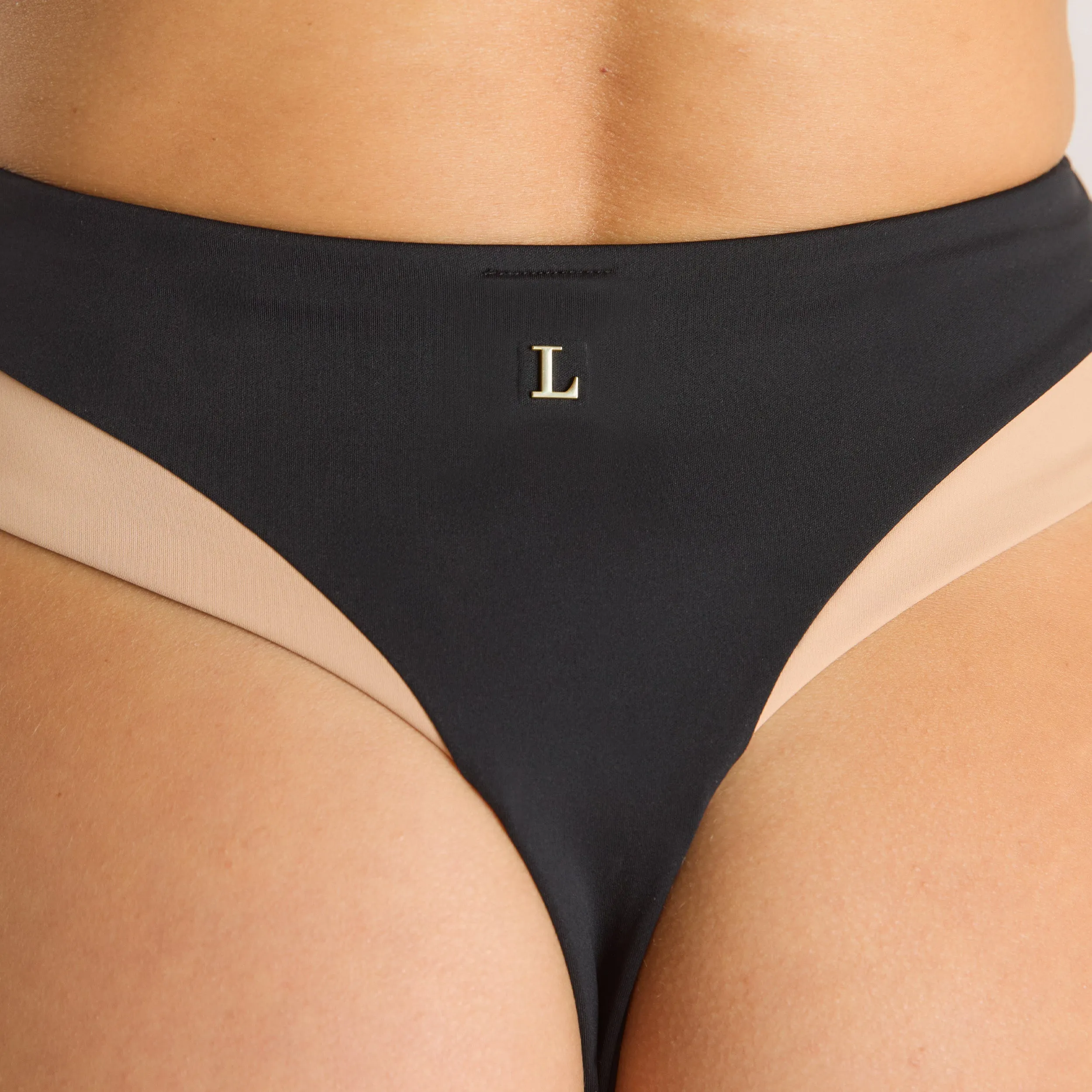 Monaco High-Waisted Bikini Thong - Black sold by Lounge Underwear product image thumbnail 3
