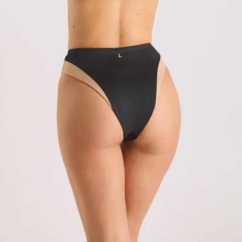 Monaco High-Waisted Brazilian Bikini Briefs - Black sold by Lounge Underwear