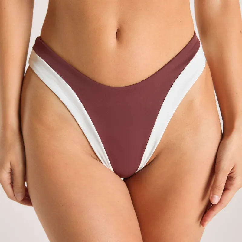Monaco High-Leg Brazilian Bikini Briefs - Plum sold by Lounge Underwear