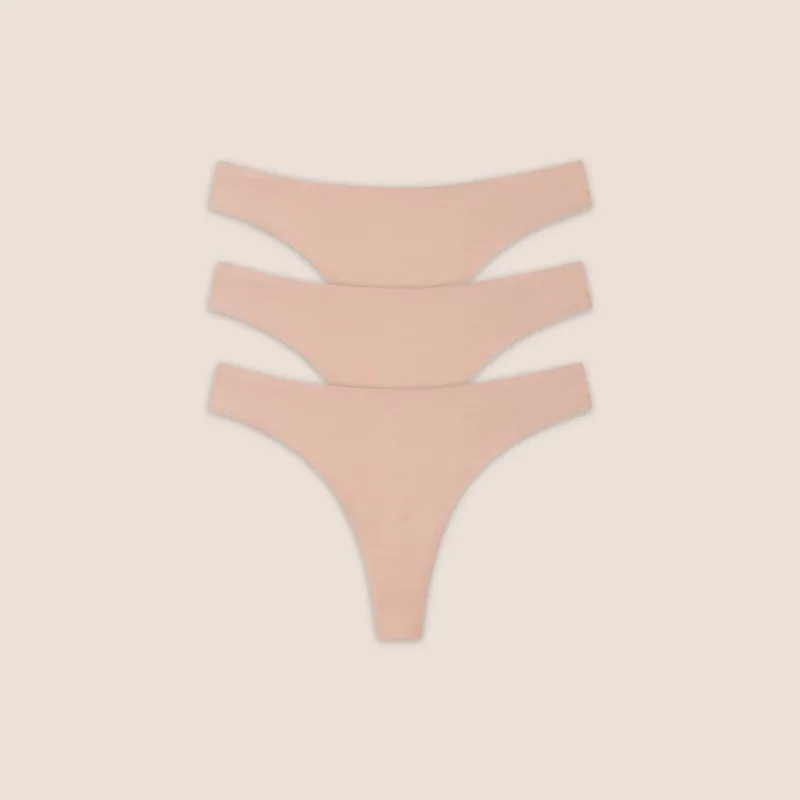 Seamless Bonded Thongs (3-Pack) - Honey sold by Lounge Underwear