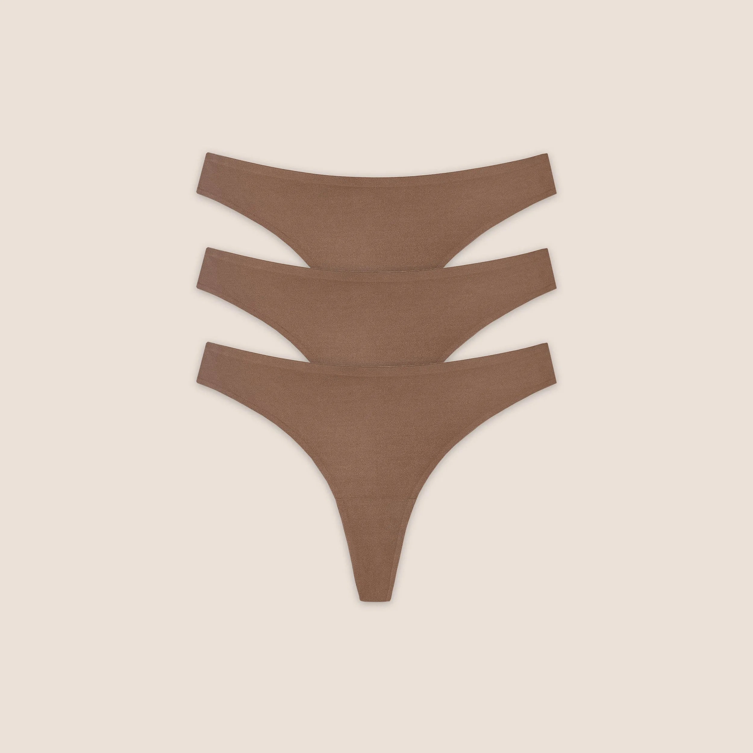 Seamless Bonded Thongs (3-Pack) - Chestnut sold by Lounge Underwear