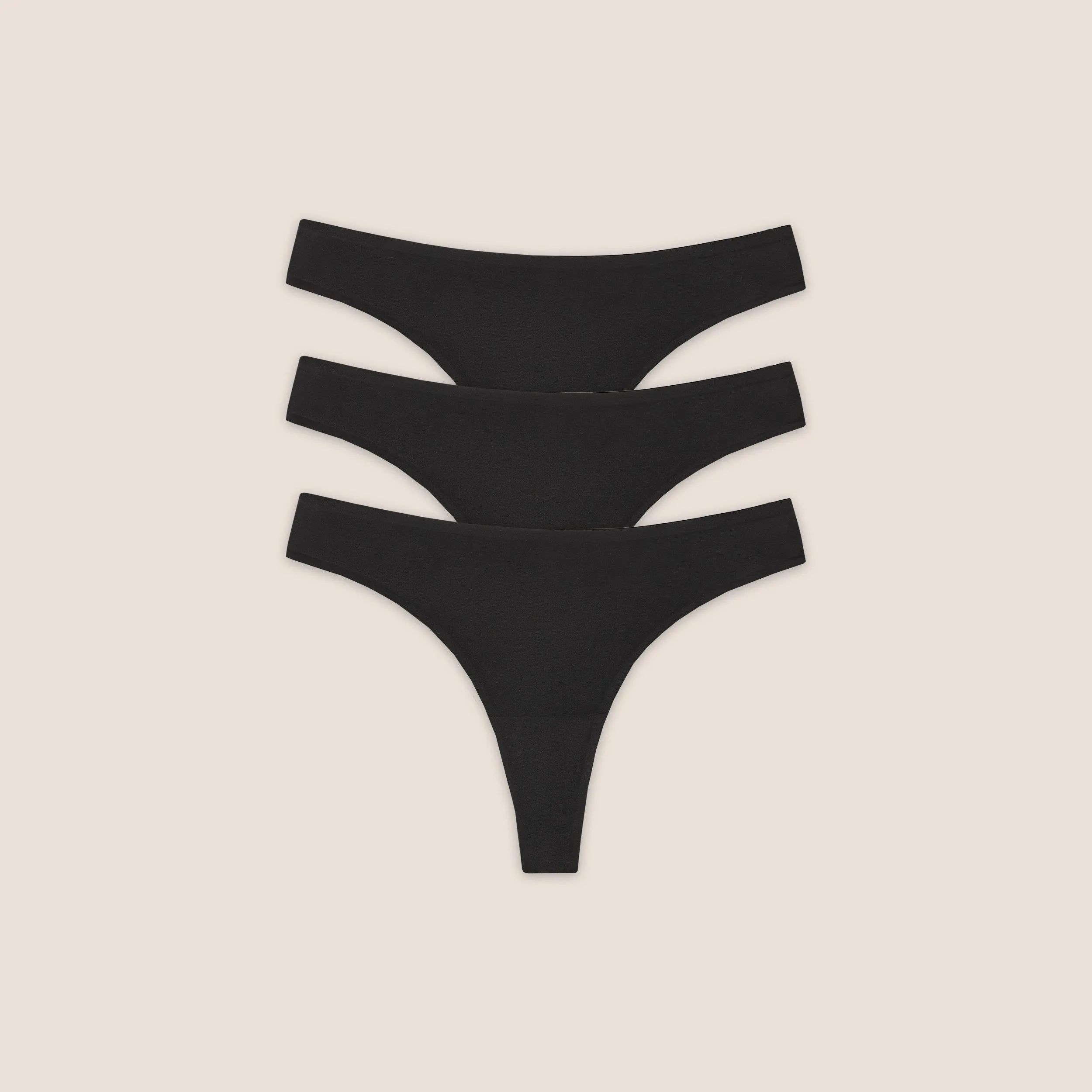 Seamless Bonded Thongs (3-Pack) - Black sold by Lounge Underwear
