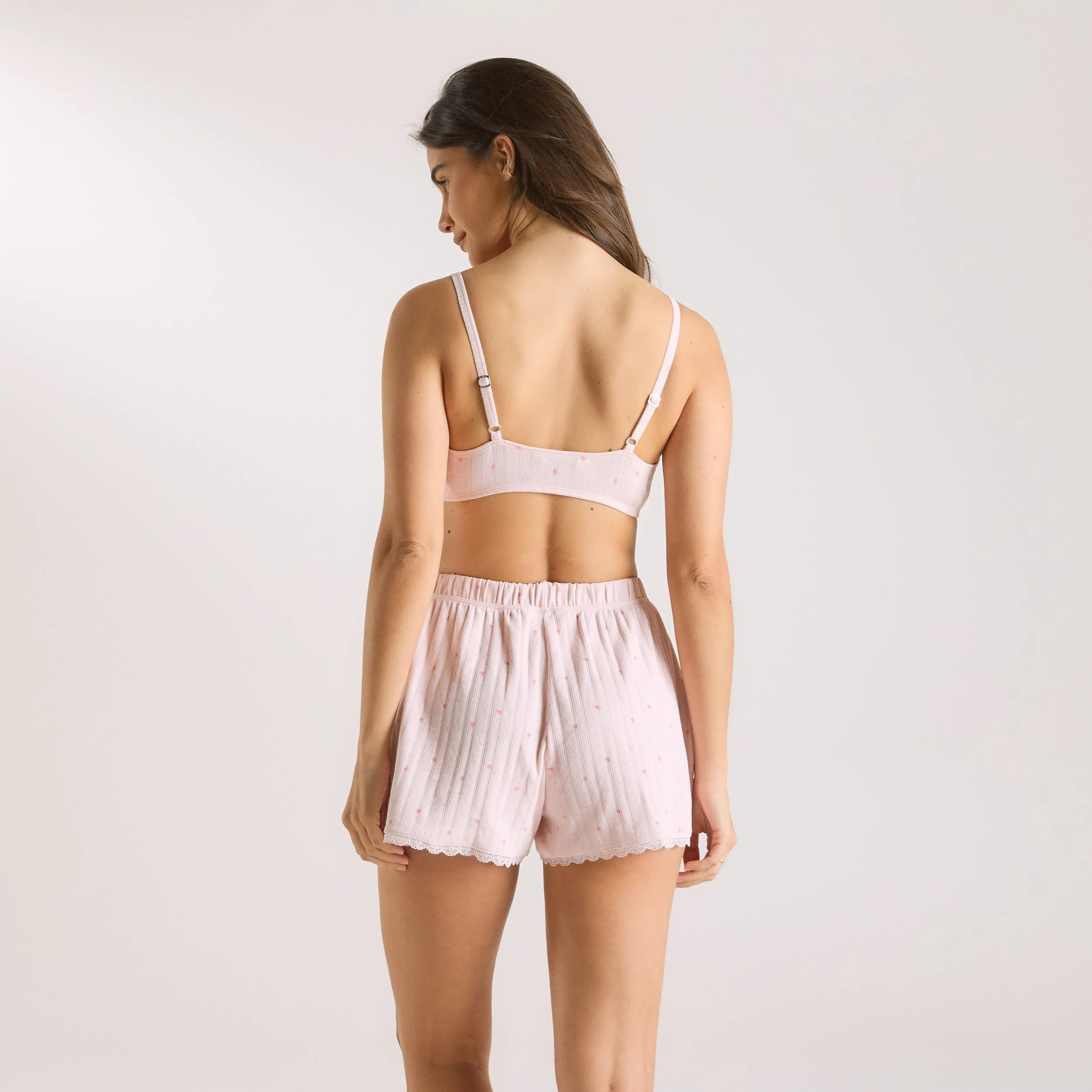 Pointelle Bralette - Pink Floral sold by Lounge Underwear product image thumbnail 2