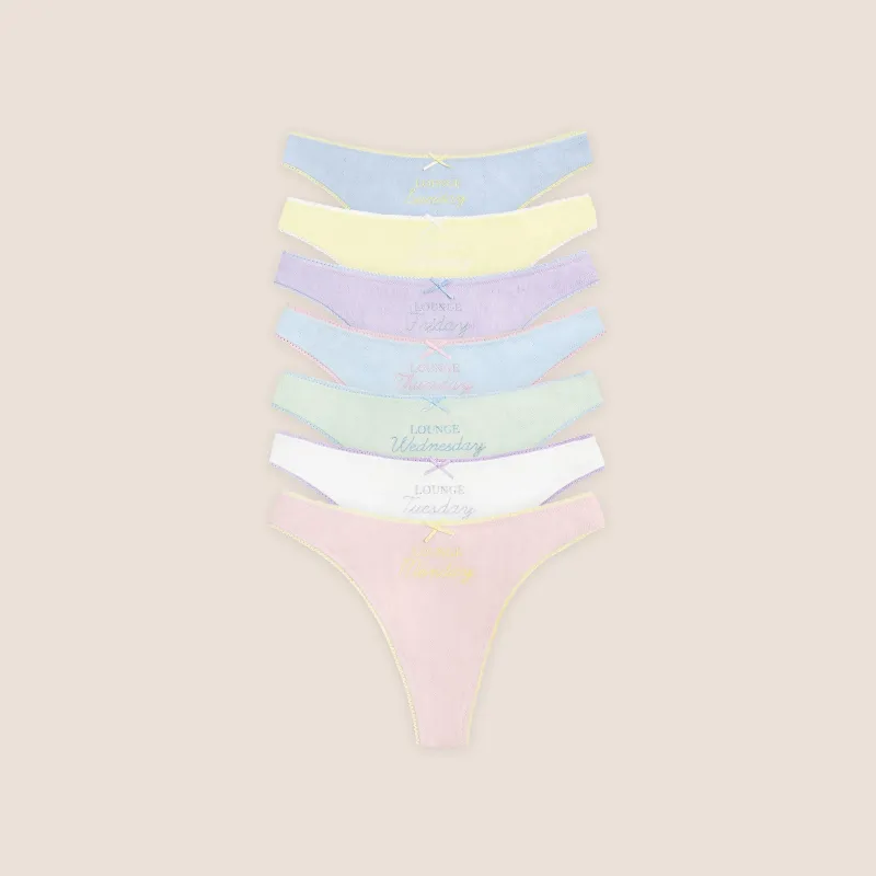 Days of the Week Thongs (7-Pack) - Multicolour Pastel sold by Lounge Underwear