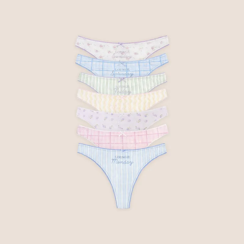 Days of the Week Thongs (7-Pack) - Multicolour Print made by Lounge Underwear