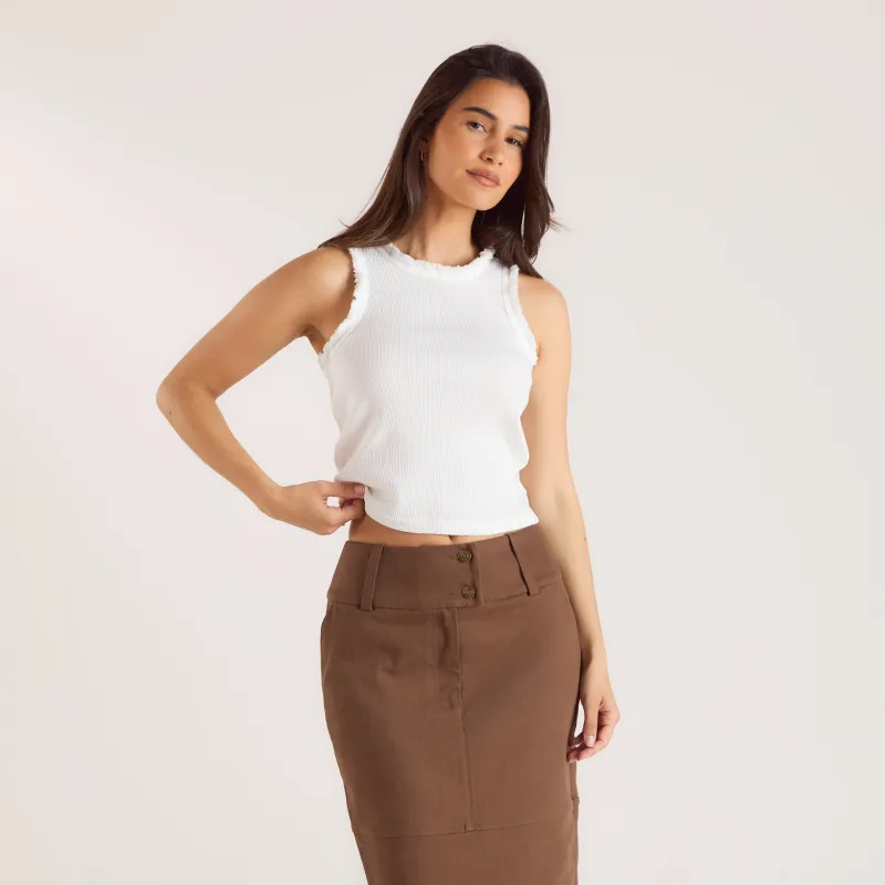 Fringed Tank Top - White sold by Lounge Underwear