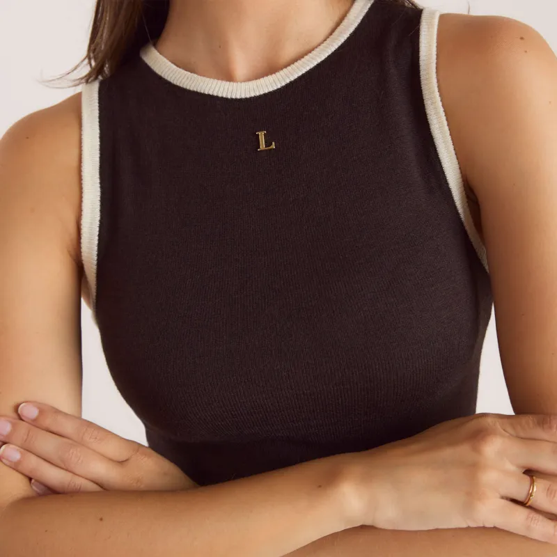 Knitted Vest Top - Chocolate sold by Lounge Underwear