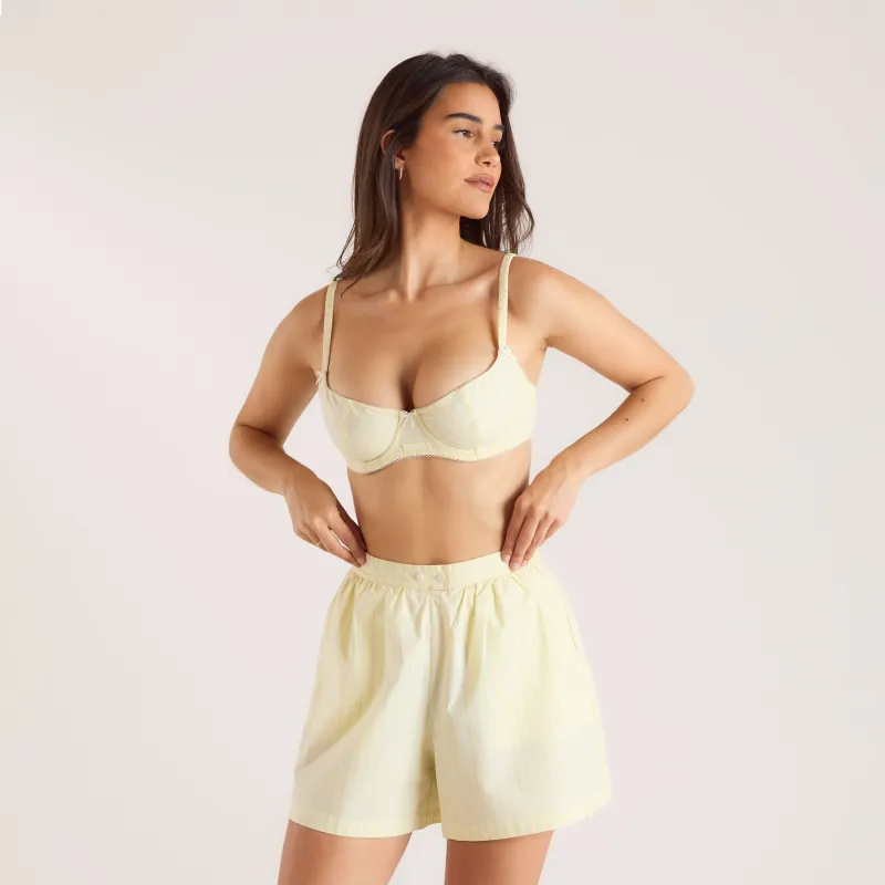 Striped Cotton Balcony Bra - Yellow sold by Lounge Underwear