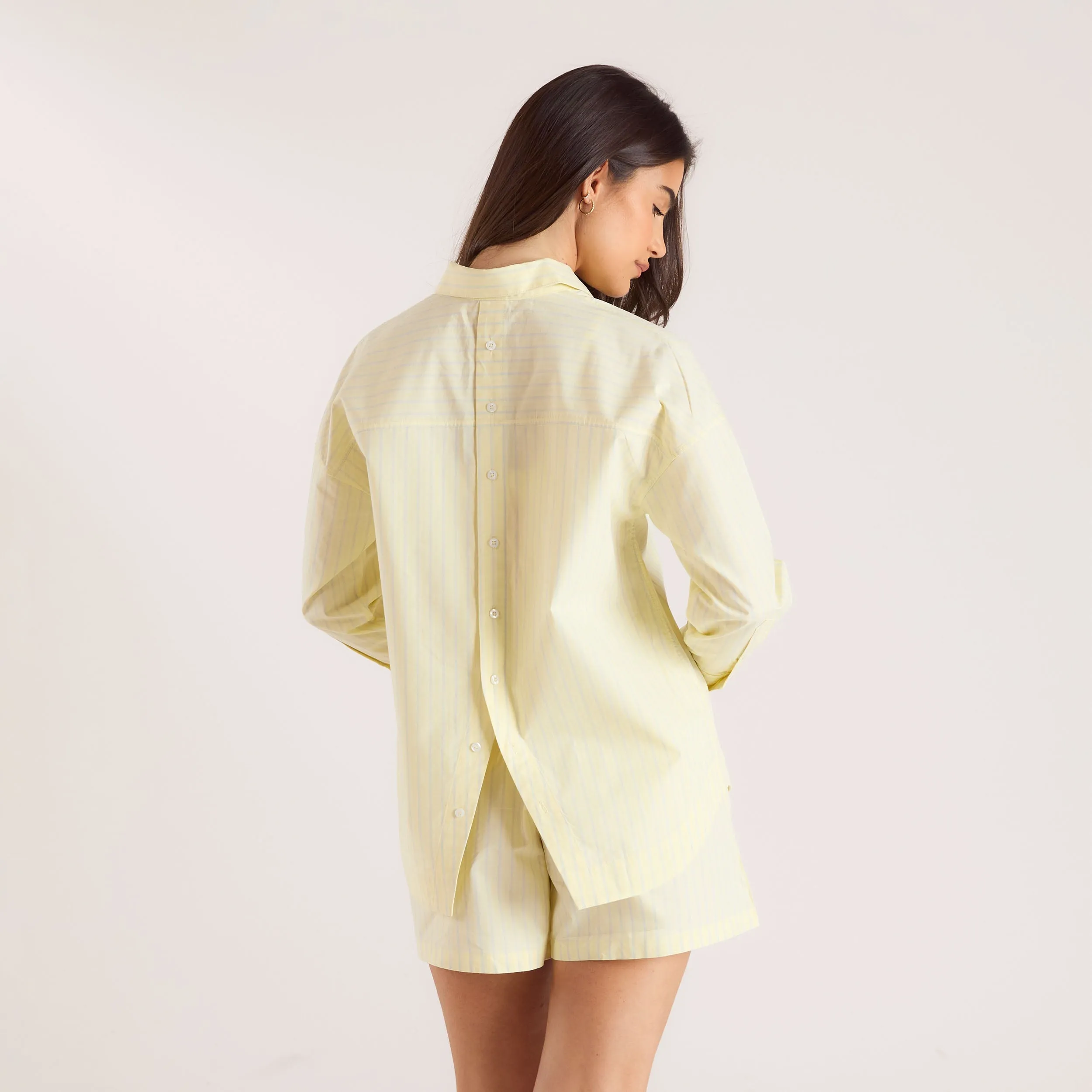 Oversized Striped Cotton Shirt - Yellow sold by Lounge Underwear product image thumbnail 2