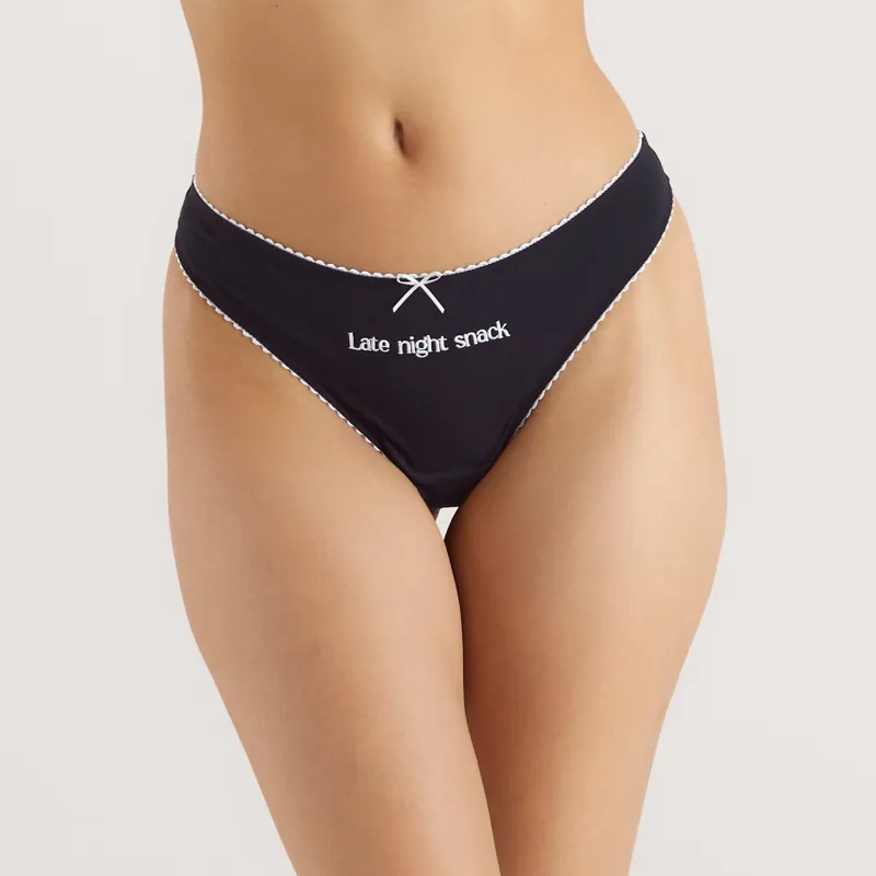 'Late Night Snack' Thong - Black sold by Lounge Underwear