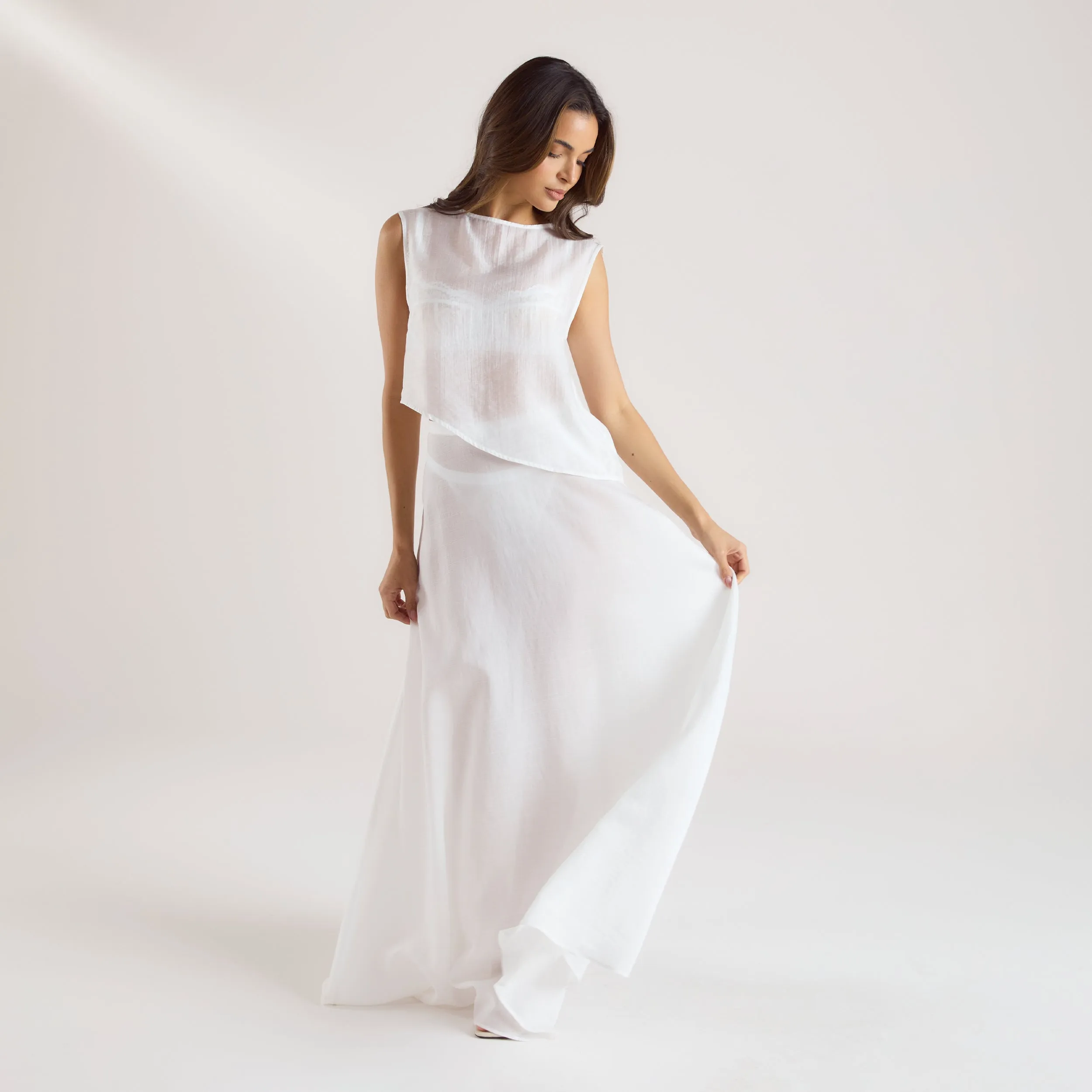 Sheer Maxi Skirt - White sold by Lounge Underwear