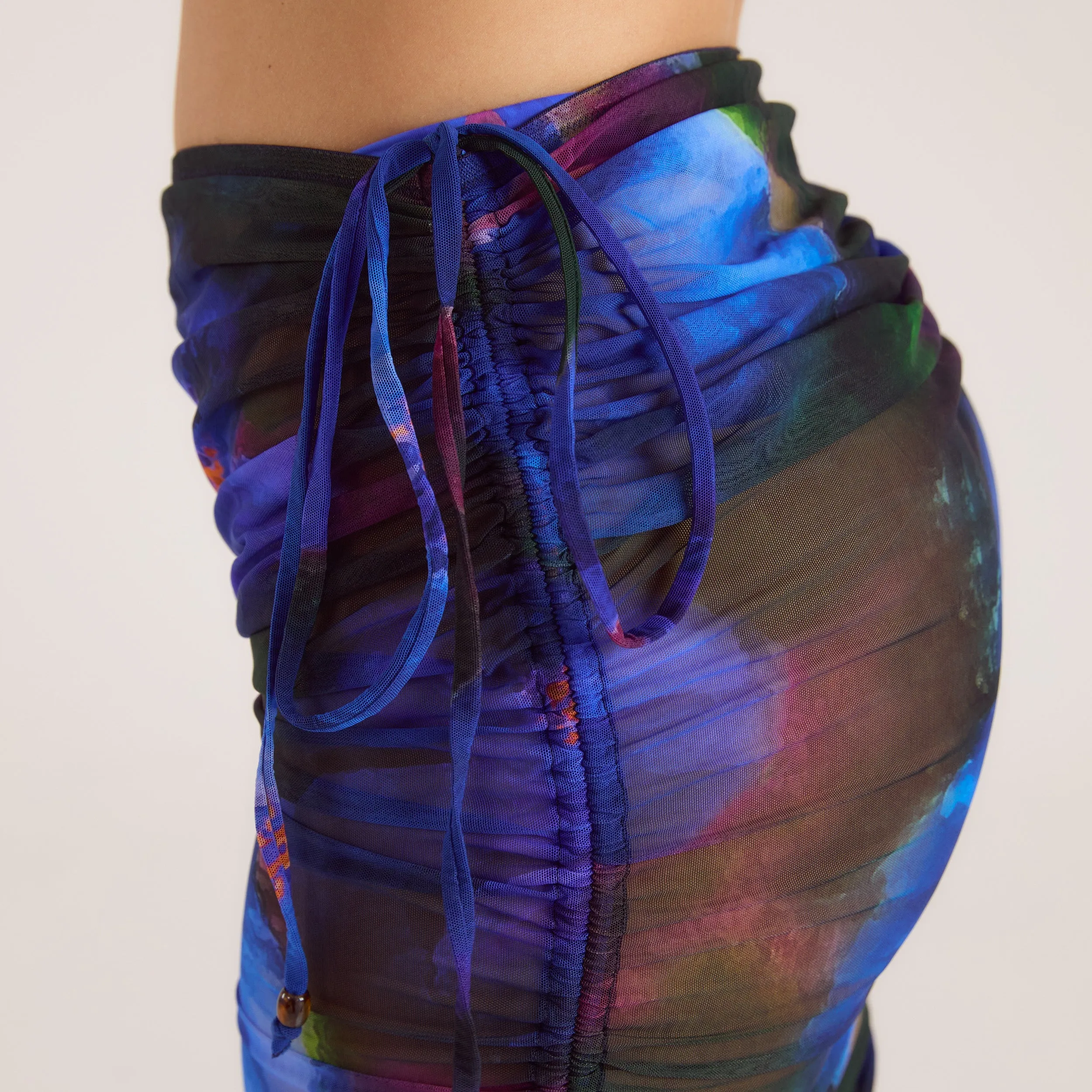 Midnight Tropics Printed Mesh Maxi Skirt - Midnight Blue sold by Lounge Underwear product image thumbnail 4